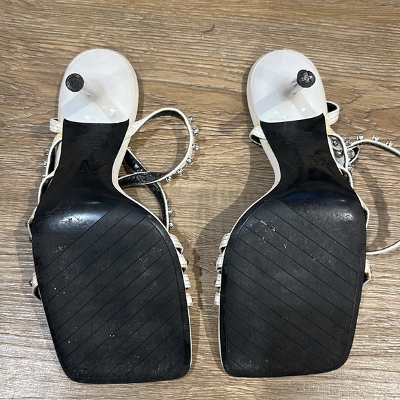 MOVING SALE Zara White Square Toe Strappy Studded Heels - Picture 9 of 12